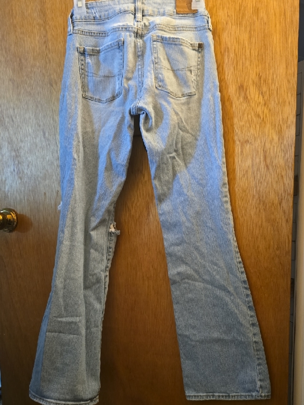 Vintage Y2K Bullhead Light Blue Ripped Flare Jeans - Picture 6 of 15